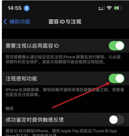 尉犁苹果14维修网点分享iPhone14注视感知功能有什么用 